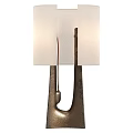 Modern Table Lamp With Unique Metal Base And White Fabric Shade Design Structure