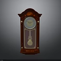 Traditional Red Wooden Grandfather Clock With Gold Accents Round Dial And Pendulum