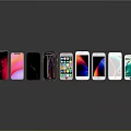 Lineup of Various Smartphone Models With Colorful Displays And Modern Designs