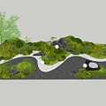 Courtyard Garden Design With Winding Path Green Plants And Stones