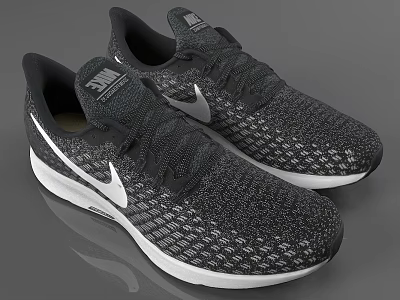 Nike Sneakers Black And White Knit Upper With White Sole And Modern Design 3d model