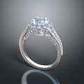Elegant Sparkling Diamond Ring With Platinum Setting And Intricate Carved Design