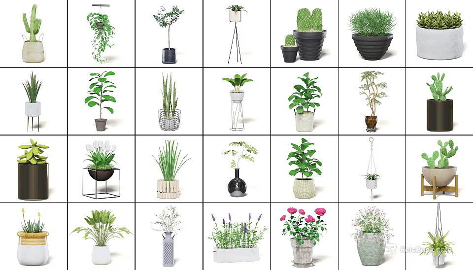 Diverse Bonsai Potted Plants With Decorative Planters And Greenery For Indoor Outdoor Decor 3d model 