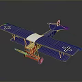 Vintage Blue Biplane Model with Red Wheels Yellow Propeller for Space and Aviation Enthusiasts
