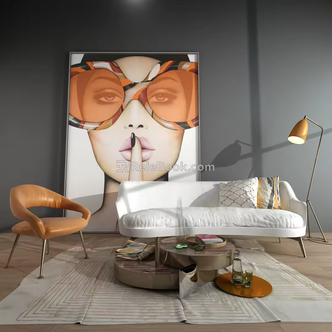Modern sofa coffee table combination 3d model