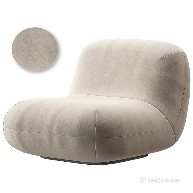 Modern Comfortable Fabric Accent Chair With Rounded Design And Plush Upholstery 3d model 