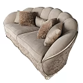 Beige Leisure Sofa With Plush Pillows And Decorative Armrest Patterns For Comfortable Living 3d model