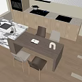 Modern Rock Board Island Table Dining Table Dining Table and Chair Combination Water Bar Island Table 3d model