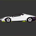 Sleek White Sports Car With Aerodynamic Design Yellow Accents And Purple Alloy Wheels