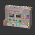 Athaya Exhibition Booth With Pink Design Sofa Side Tables Wall Art And Colorful Screen