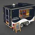 Mobile Kitchen Paradise Food Truck With Blue White Exterior Chalkboard Menu And Wheels