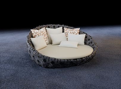 Modern Round Bed 3d model