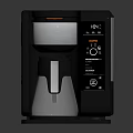 Modern Sleek Black Coffee Maker With Digital Display Transparent Water Tank And Control Buttons