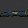 Blue CSX Locomotive Engine With Yellow Front Details And Number 4861