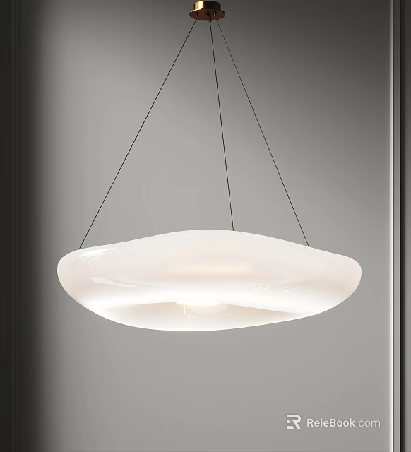 Modern White Circular Pendant Light With Sleek Hanging Design For Minimalist Interiors 3d model 