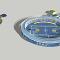 Modern Square Round View 3d model