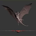 Game Movie Characters Flying Bat Like Creature With Wings And Red Lizard With Spiky Legs