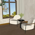 Modern Leisure Table and Chair Leisure Chair Round Edge Corner Coffee Table and Chair Negotiation Table and Chair Balcony Table and Chair 3d model
