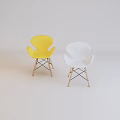 Yellow and White Accent Chairs with Wooden Legs Modern Stylish Design