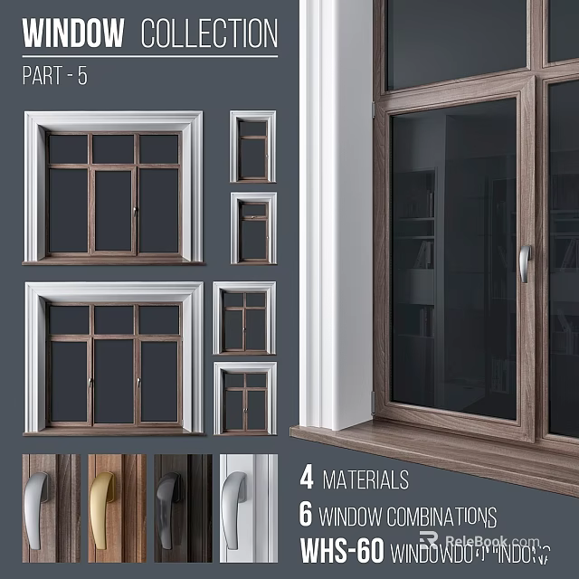 Various Window And Door Styles Featuring Four Different Materials Design 3d model