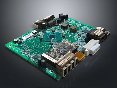 Computer Circuit Board With Main Integrated Chip And Various Ports Components 3d model Computer Circuit Board With Main Integrated Chip And Various Ports Components 3d model