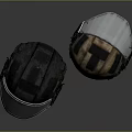 Tactical Weapon Helmets With Black Metal Shield And Brown Camo Design