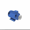 Blue Electric Motor With White Front Part Cooling Fins And Stable Base Industrial Mechanical Equipment