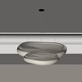 White Double Layered Circular Chandelier Hanging From Ceiling With Minimalist Design 3d model