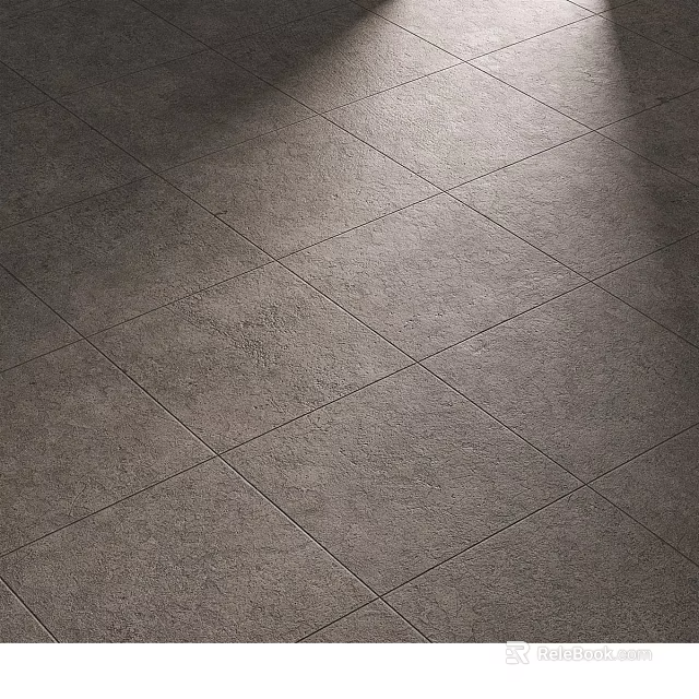 Gray Textured Floor Tiles With Matte Finish Neatly Laid In Modern Home 3d model 
