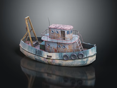 Rusty Old Ship With Weathered Exterior And Details 3d model