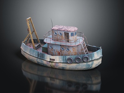 Industrial LOFT Boat Digger Boat Gold Rush Boat Sand Dredger 3d model