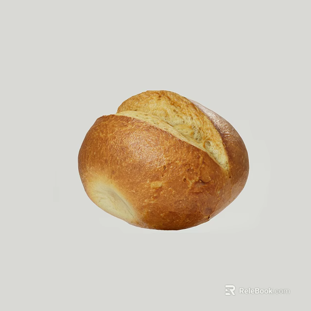 Freshly Baked Round Bread With Golden Brown Crust And Split Top 3d model 