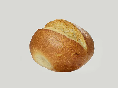 Freshly Baked Round Bread With Golden Brown Crust And Split Top 3d model