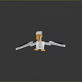 Pixel Art Style Flying Animal With Black White Wings Yellow Beak On Gray Background