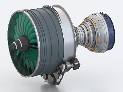 Highly Detailed Turbofan Jet Engine 3D Model 3d model