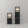 Two Black Square Outdoor Lights With Glass Panels For Garden Decor