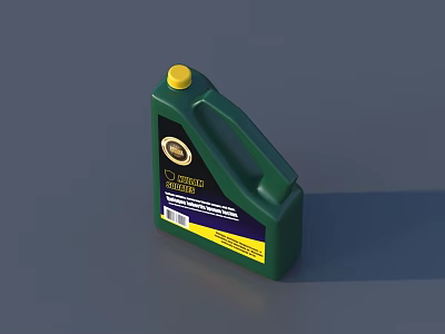 Retail Display Shelf Showcasing Premium Engine Oil Green Bottles with Yellow Caps 3d model
