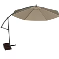 Outdoor Cantilever Umbrella In Beige Color With Black Frame And Square Base
