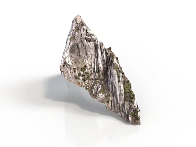 Realistic 3D Rock Formation Model With Natural Surface Texture And Vegetation Details 3d model