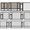 Various Window Frame Designs With Different Glass Panels And Louvered Styles 3d model