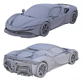 Red Sports Car Front And Rear View Design 3d model