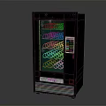 Black Commercial Vending Machine With Transparent Door And Green Interior Product Slots