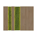 Contemporary Wall Decor Featuring Vertical Wooden Stripes And Green Moss