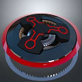 Red Black Circular Mechanical Equipment Component With Gear Mechanism Design 3d model