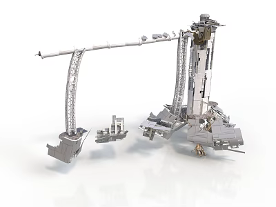 Mechanical Metal Structure With Long Arm Support Frame And Base Components 3d model
