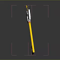 Golden Key With Transparent Square Section Yellow Top Decoration And Black Red Handle Details