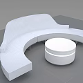 Modern White Curved Multi Person Sofa With Round Coffee Table Interior 3d model