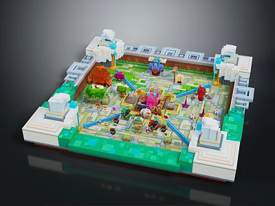 Lego Brick Play Scene With Minifigures Colorful Paths And Detailed Building Elements 3d model