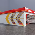 4S Dealership With Red Roof White Body Car Wash Exit Reception Entrance And White Sedan