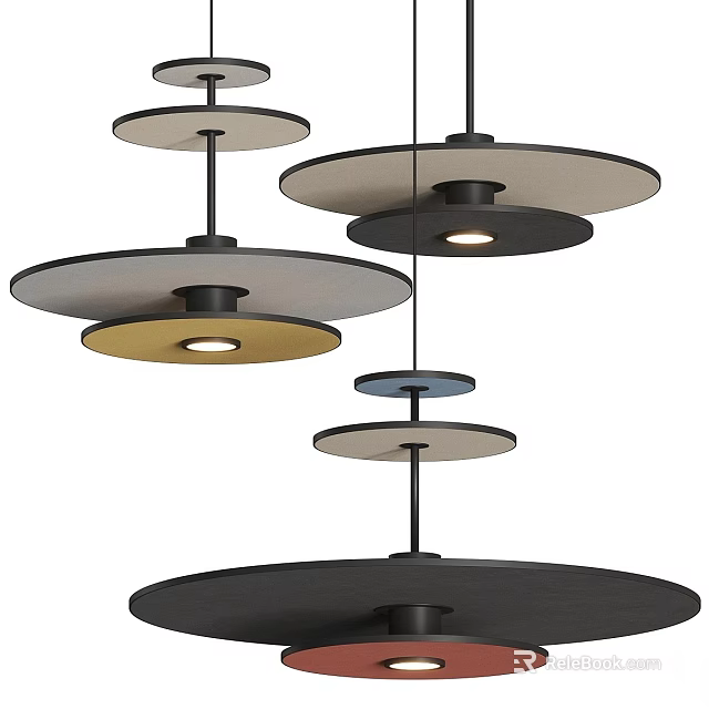 Modern Circular Disc Pendant Lights Hanging Design Various Sizes Interior Decor 3d model
